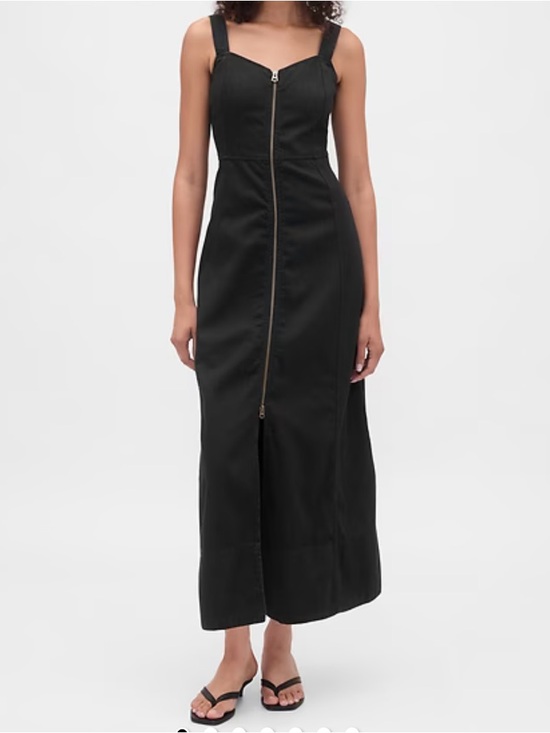 GAP Dresses & Skirts - NEW GAP Small Petite SP UltraSoft Denim Zip Front Maxi Dress Black Wash NWT